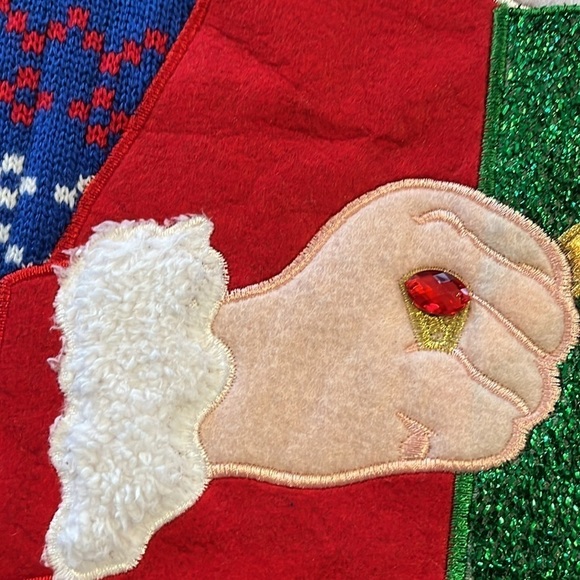 Holiday time-XL(46-48)-Ugly Christmas sweater. Santa in sunglasses embroidered. - Picture 4 of 15